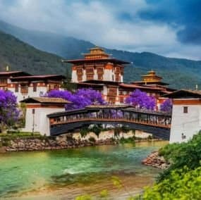 Bhutan monastery bridge